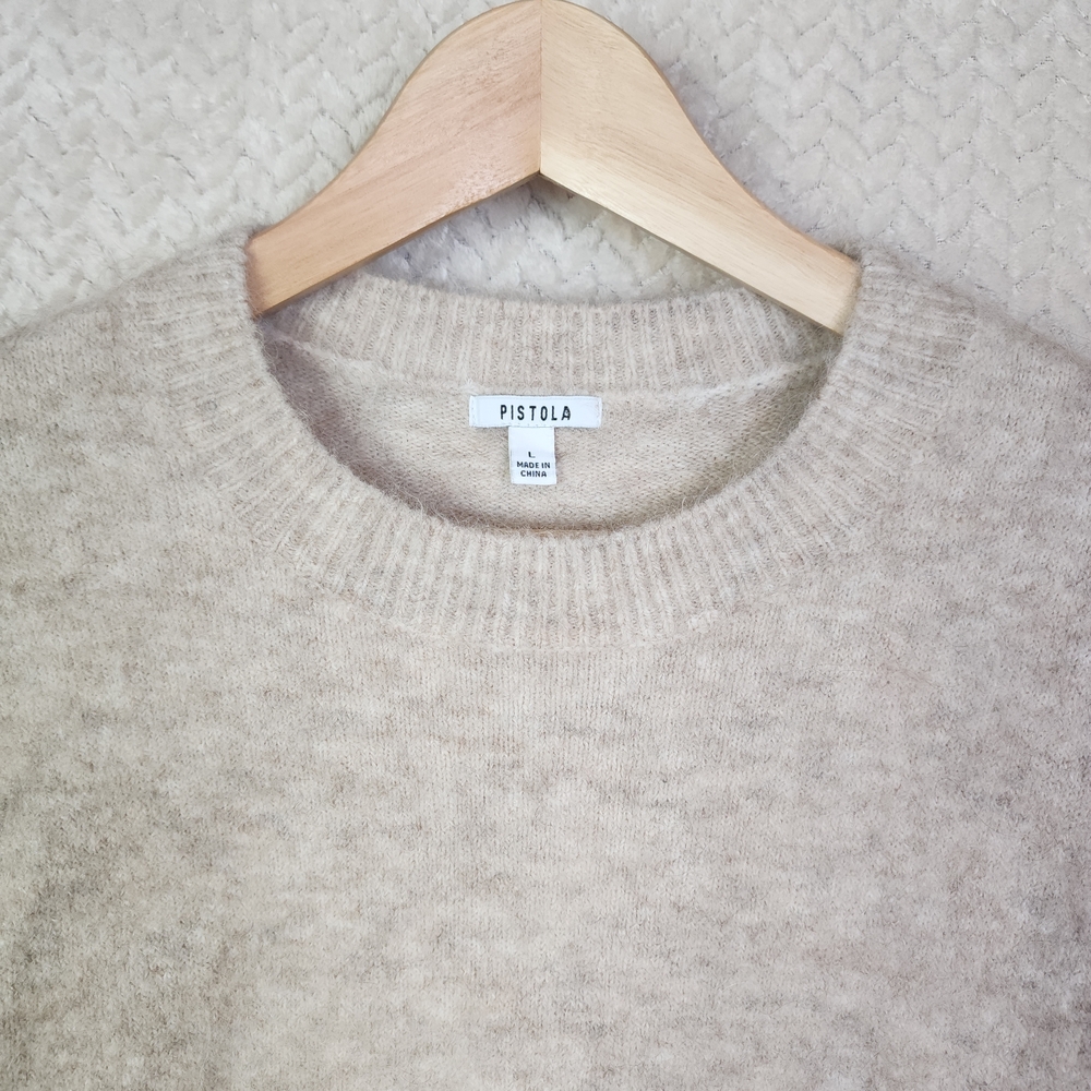 Pistola Alpaca Short Sleeve Beige Sweater Women's Large